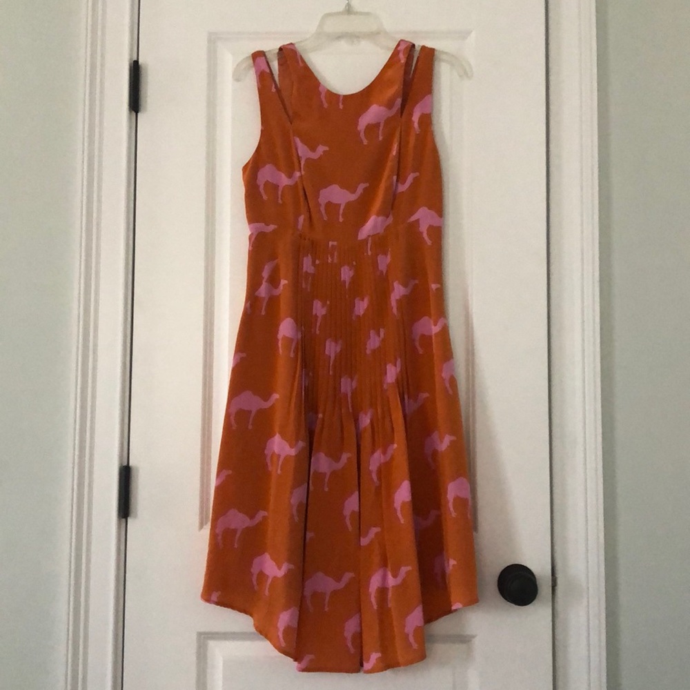 Anthropologie Pink Camel Silk Dress